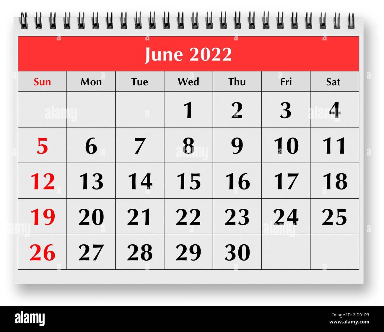 Calendario junio 2022 Imágenes recortadas de stock - Alamy