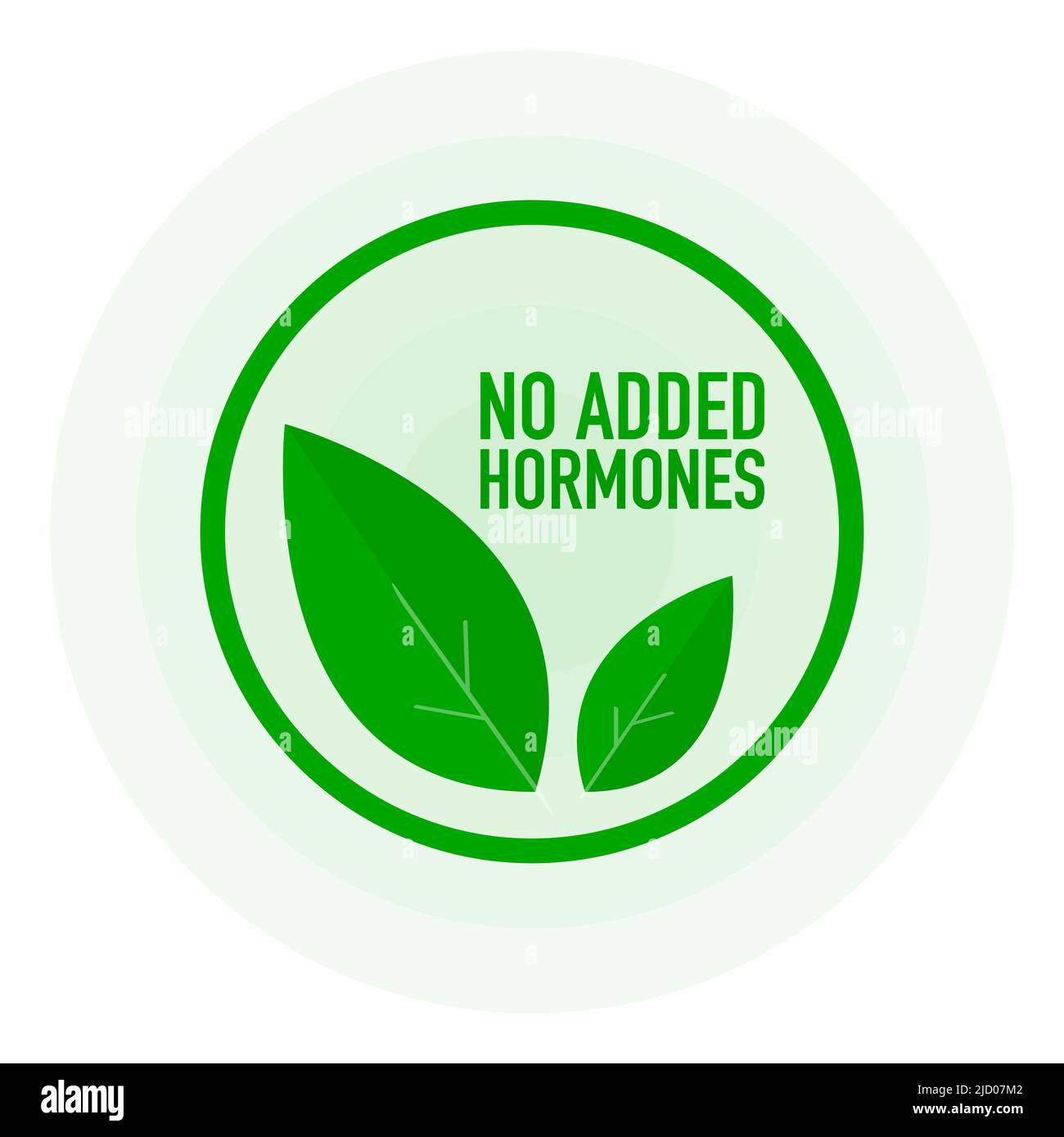 Sin hormonas adicionales sello verde en estilo plano sobre fondo blanco. Ilustración vectorial. Ilustración del Vector