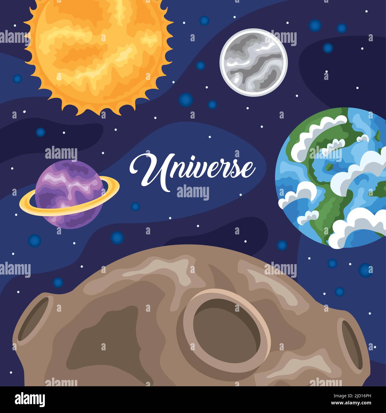 cartel de letras del universo y planetas Imagen Vector de stock - Alamy