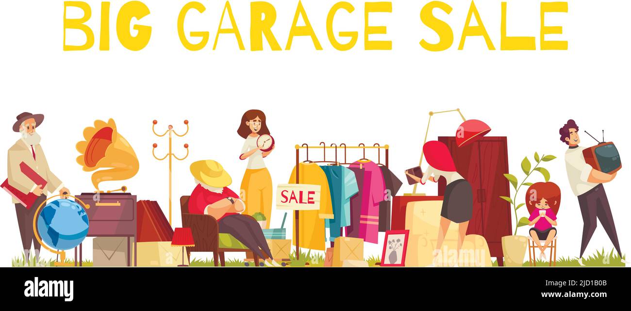 Garage sale and clothes Imágenes vectoriales stock - Alamy