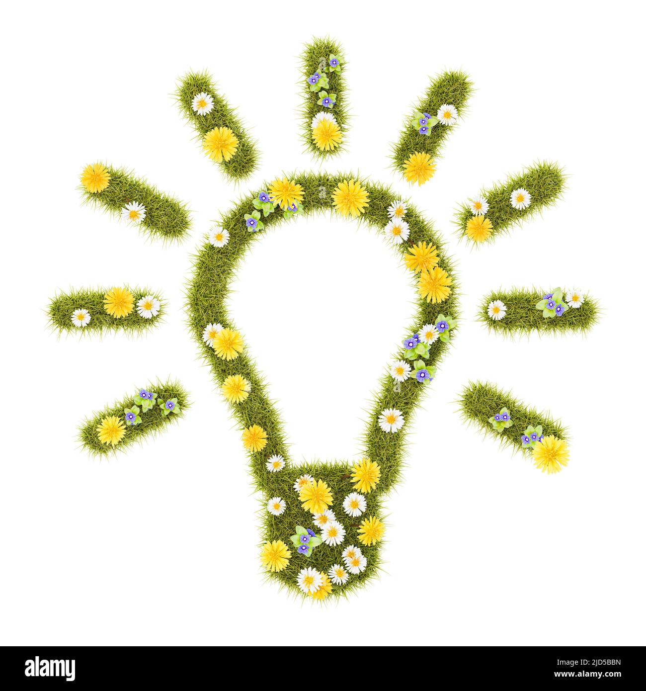 Símbolo de bombilla de luz de grassy florido con forma aislada Foto de stock