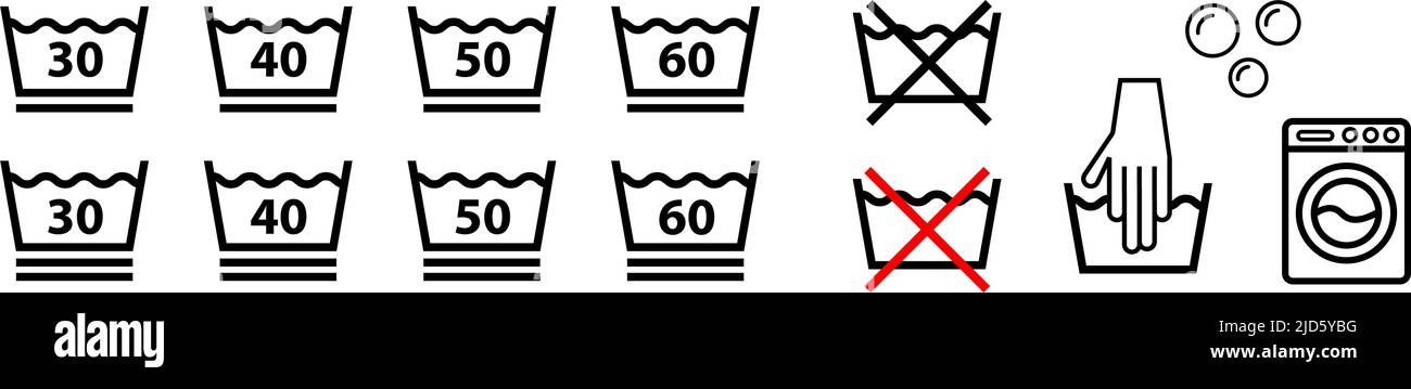 Símbolos de cuidado lavar la ropa Imágenes recortadas de stock - Alamy