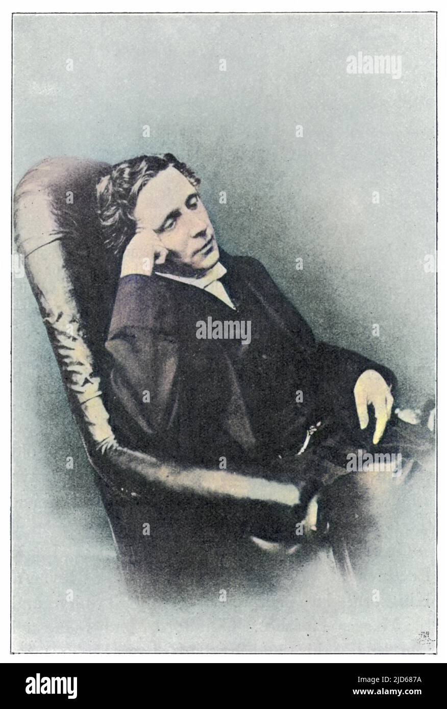 LEWIS CARROLL alias CHARLES LUTWIDGE DODGSON (1832 - 1898), matemático inglés, clérigo y escritor - creador de 'Alice'. Versión coloreada de : 10072544 Foto de stock