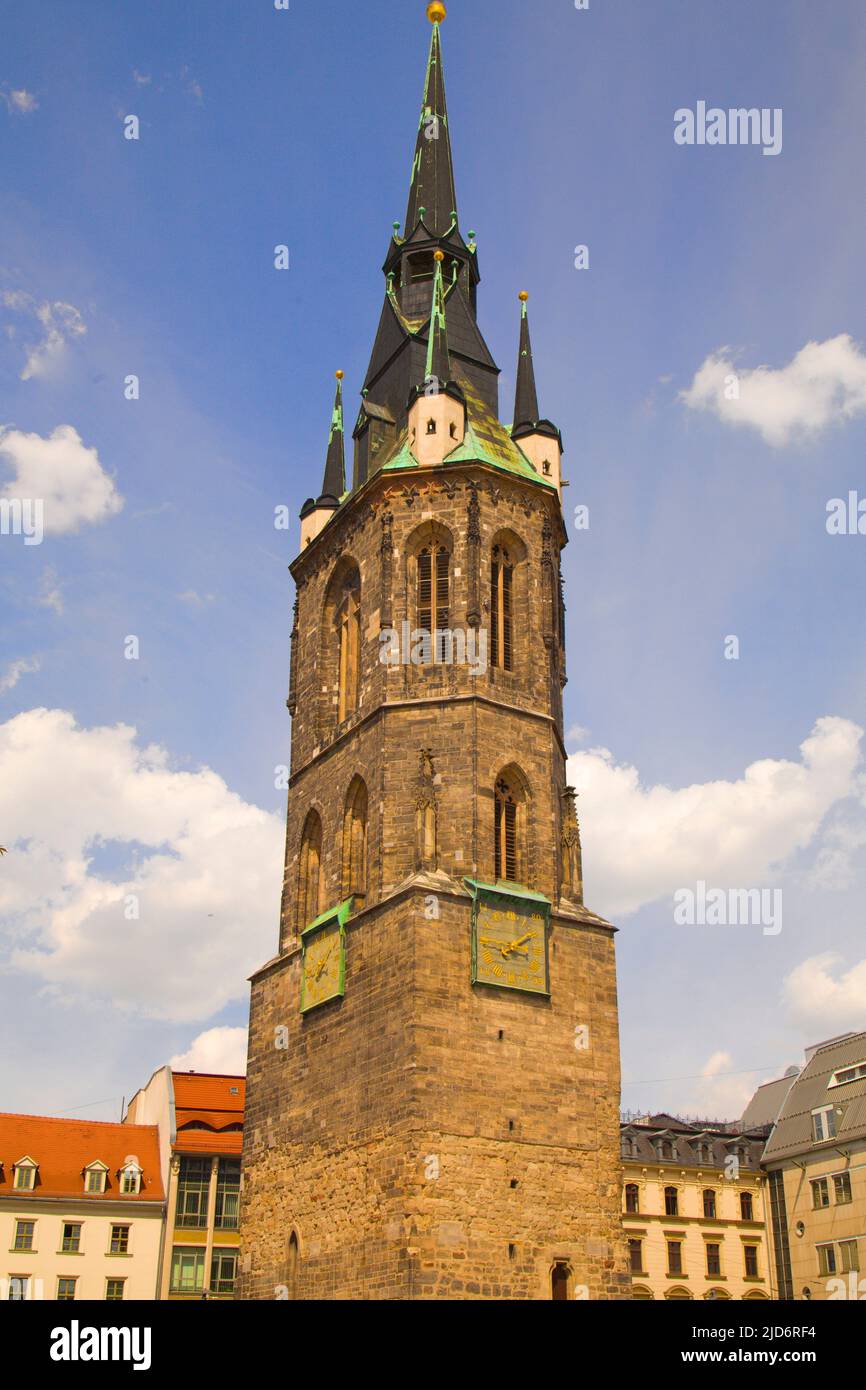 Alemania, Sajonia-Anhalt, Halle, Roter Turm, Torre Roja, Foto de stock