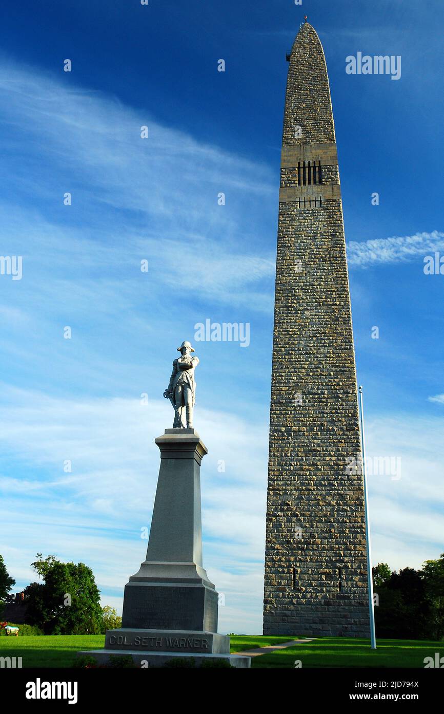 El Monumento a la Batalla de Bennington, en honor a una batalla decisiva en la Revolución Americana Foto de stock
