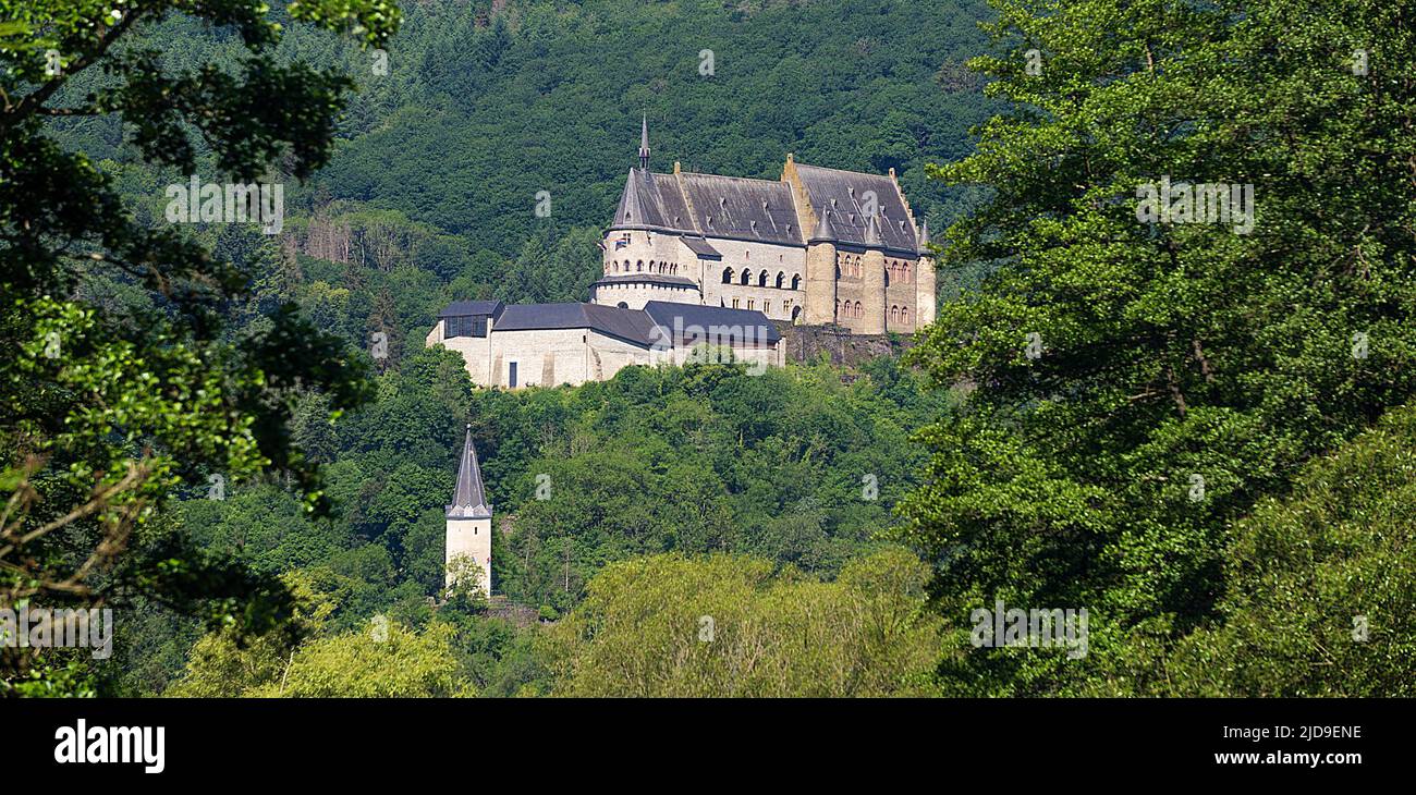 Castillo de Vianden, cantón de Vianden, Gran Ducado de Luxemburgo, Europa Foto de stock