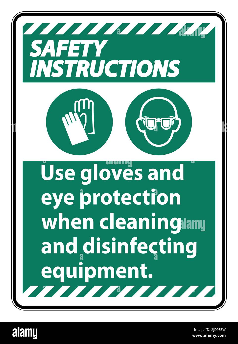 Instrucciones de seguridad Use guantes y señales de protección ocular sobre  fondo blanco Imagen Vector de stock - Alamy