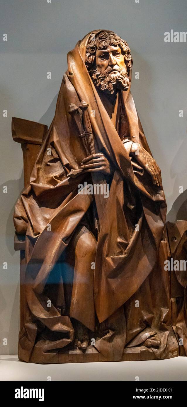 Tilman Riemenschneider, detalle de 12 apóstoles, Bayerisches Nationalmuseum, Munich, Alemania Foto de stock
