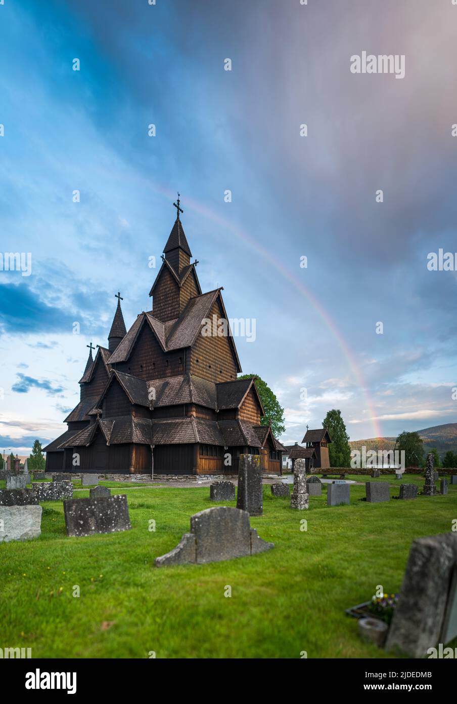 Iglesia Heddal Heddal duela, Noruega, Escandinavia, Europa Foto de stock