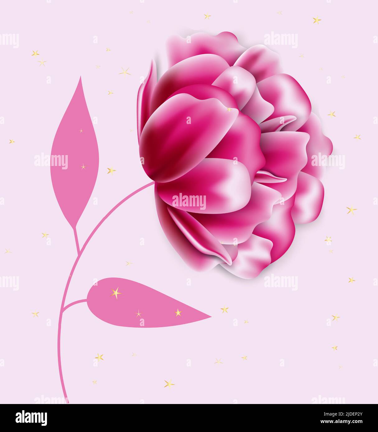 Realistic Pink peony flores brote aislado sobre fondo rosa, ilustración vectorial Ilustración del Vector