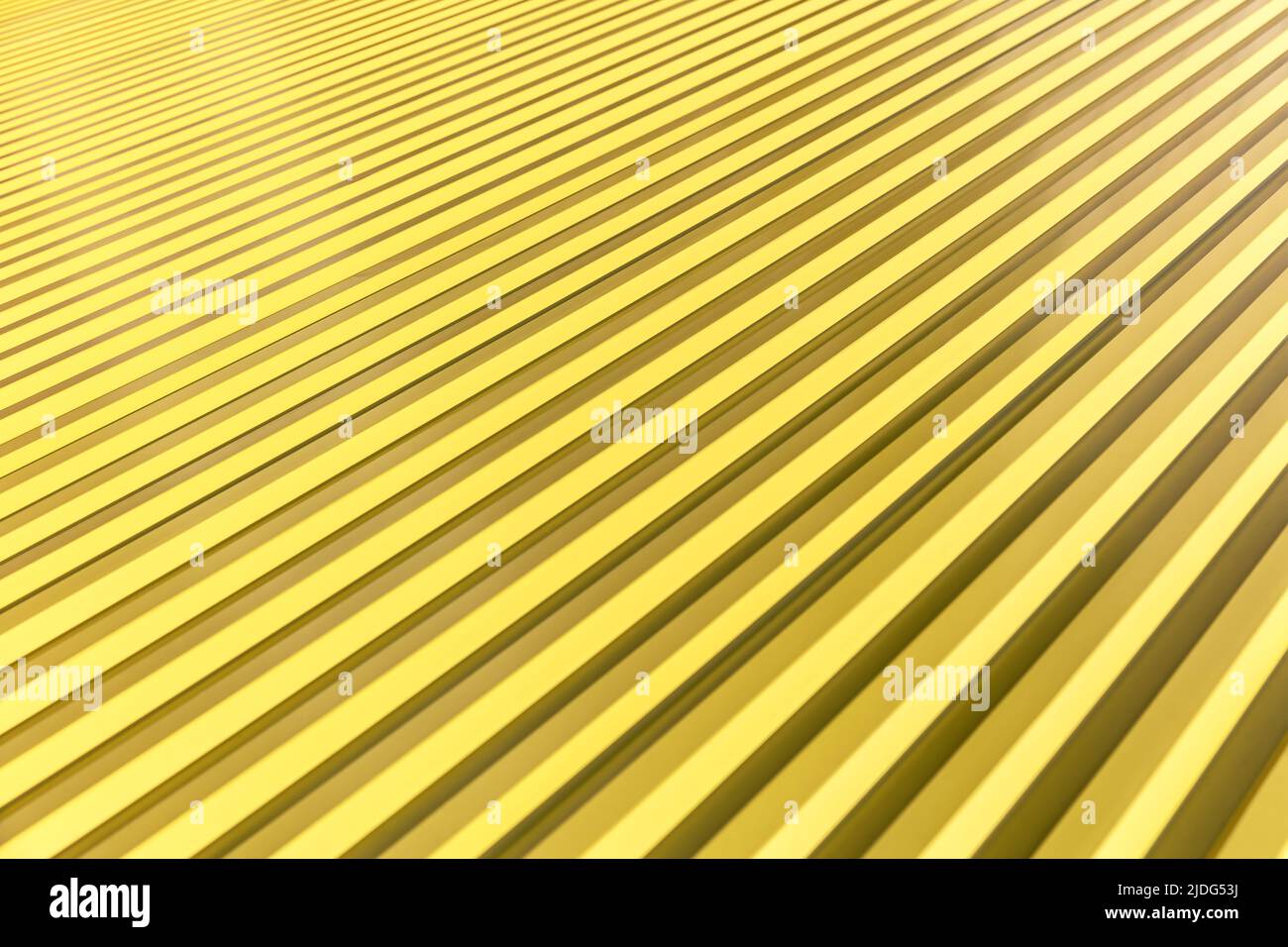 techo de metal corrugado amarillo brillante del edificio industrial Foto de stock