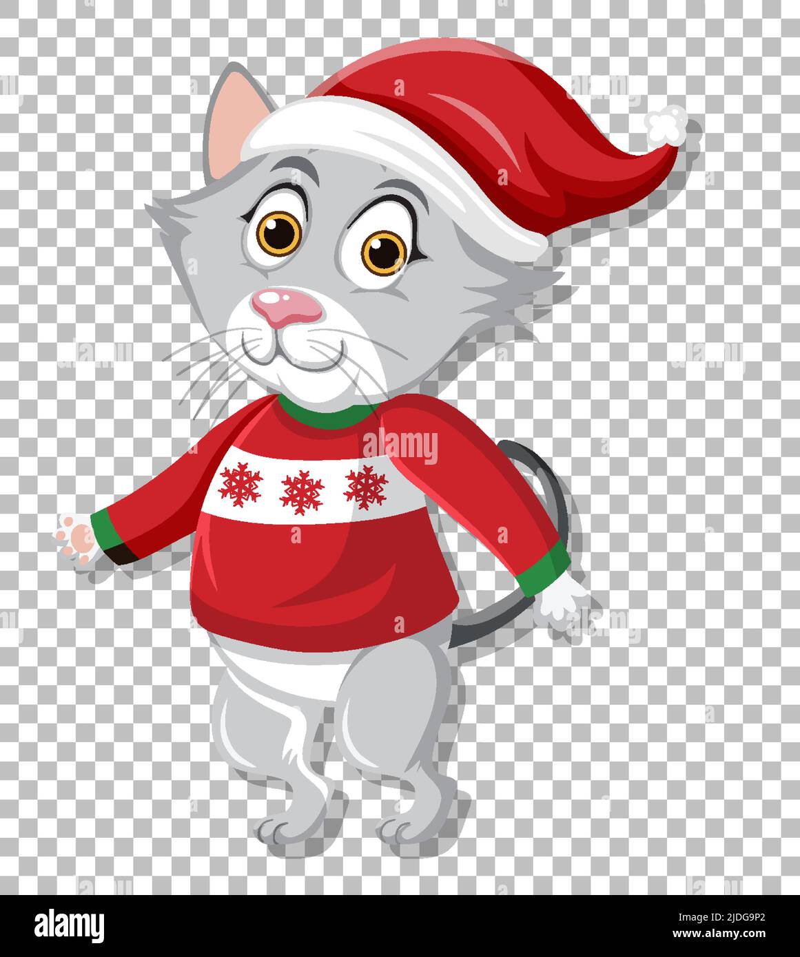 Un personaje de dibujos animados de gato de Navidad en la cuadrícula de  fondo ilustración Imagen Vector de stock - Alamy