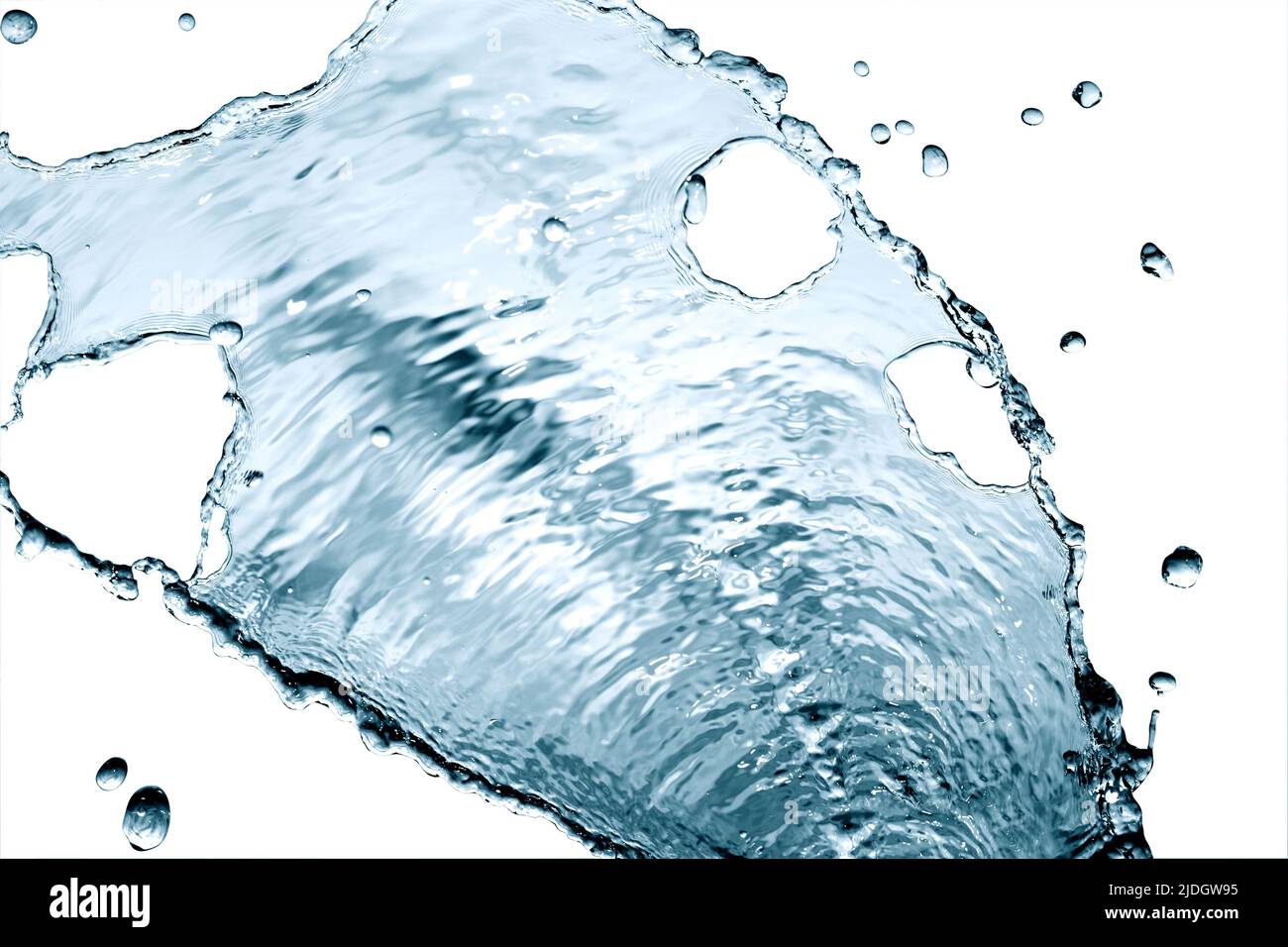 Agradable agua azul abstracto salpicadura aislada sobre fondo blanco Foto de stock