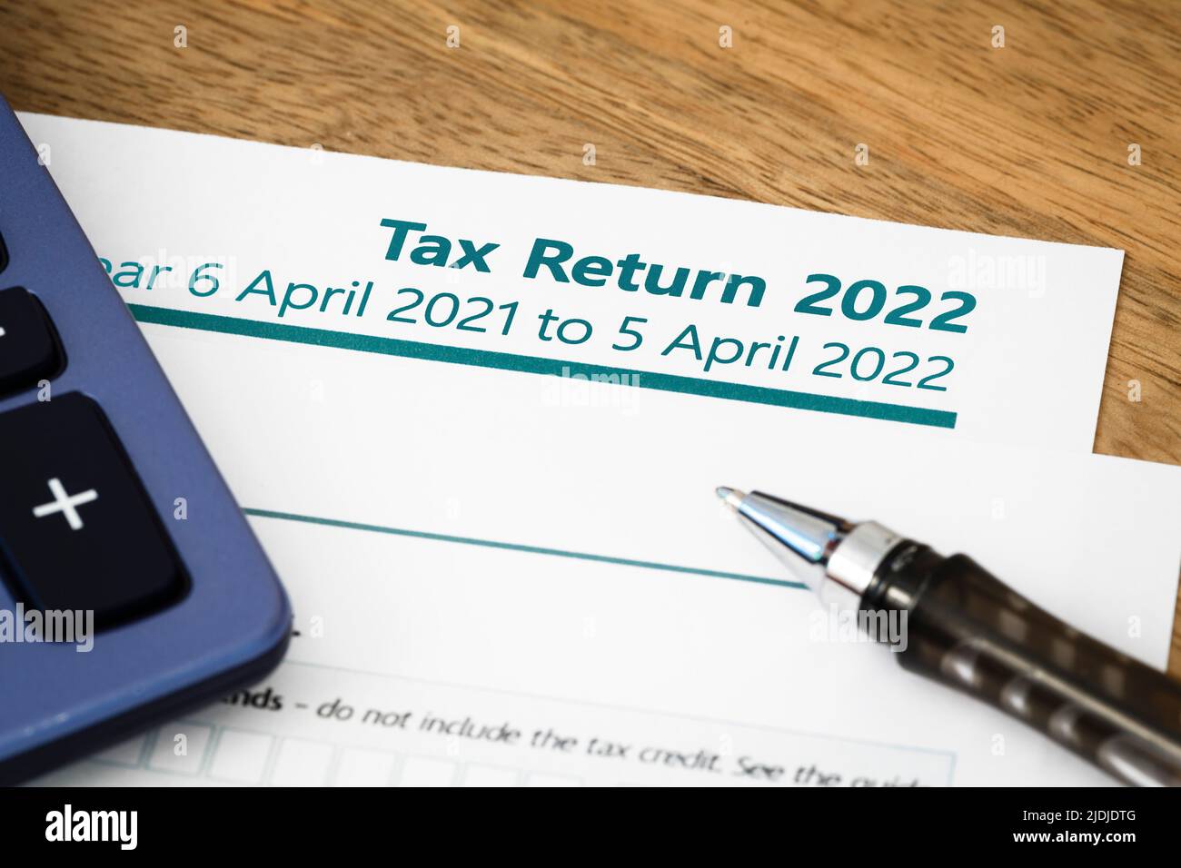 Formulario de declaración de impuestos sobre la renta de la autoevaluación del HMRC del Reino Unido 2022 Foto de stock