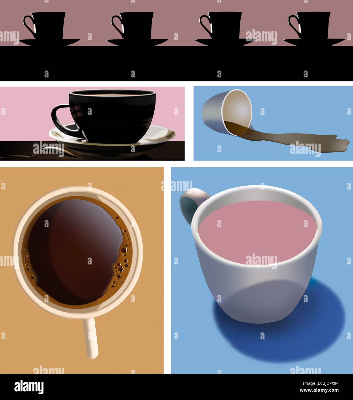 El café se ve en ilustraciones 3-d para ser utilizado como elementos gráficos. Foto de stock