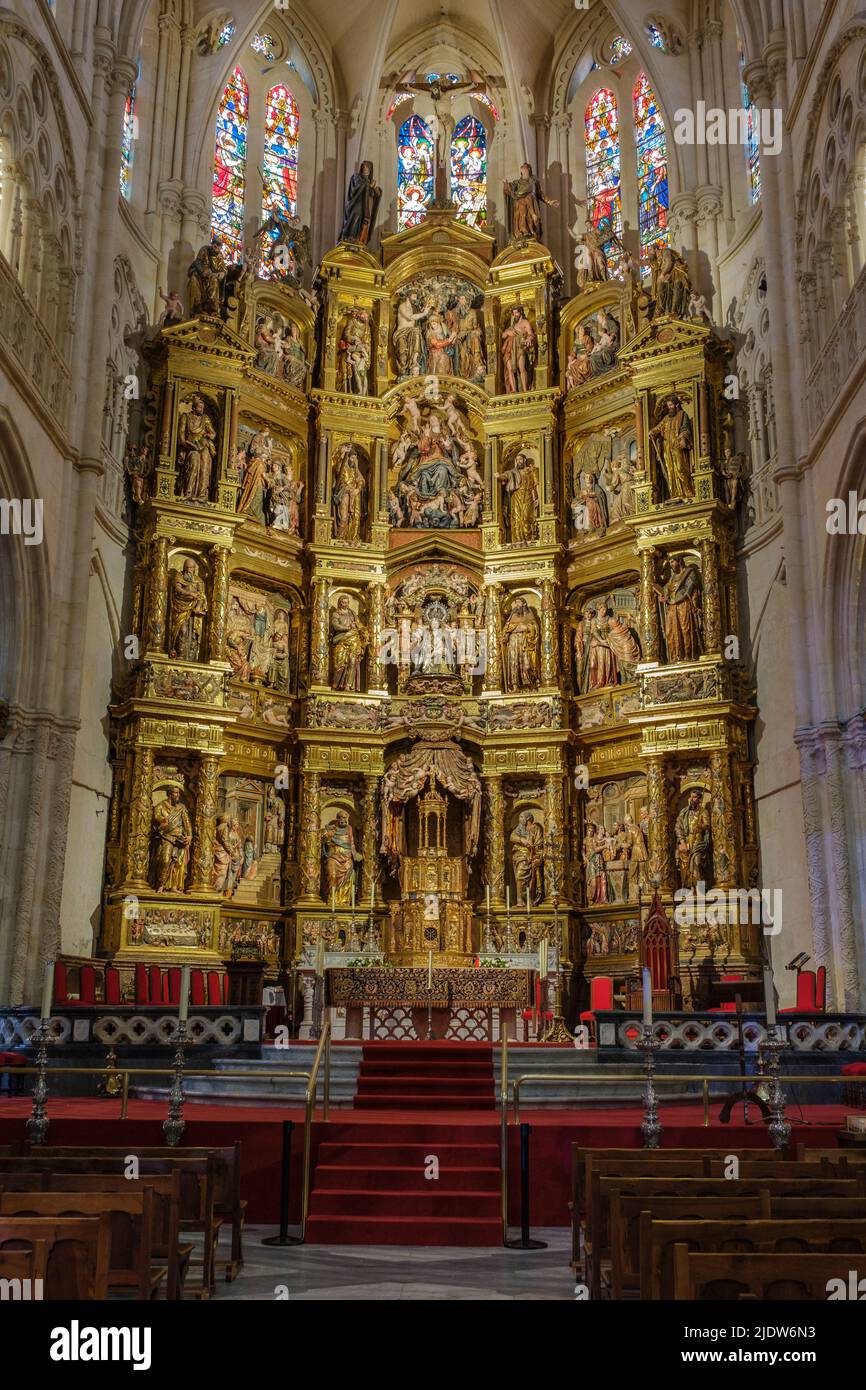 España, Burgos. Catedral de Santa María, Altar Principal, siglo 16th, Capilla de San Tela. Foto de stock