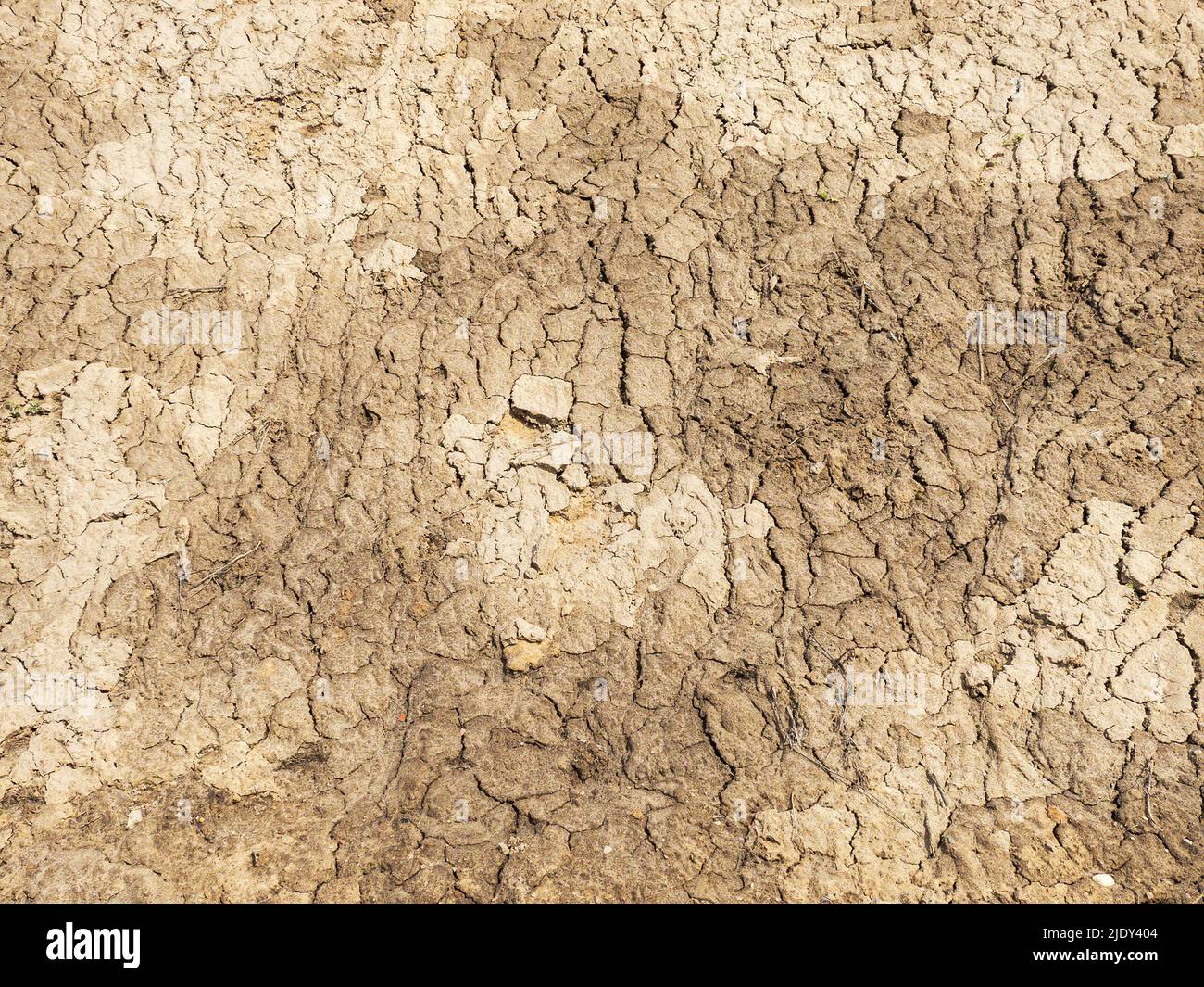 tierra agrietada. tierra de sequía. textura de arena. Foto de stock