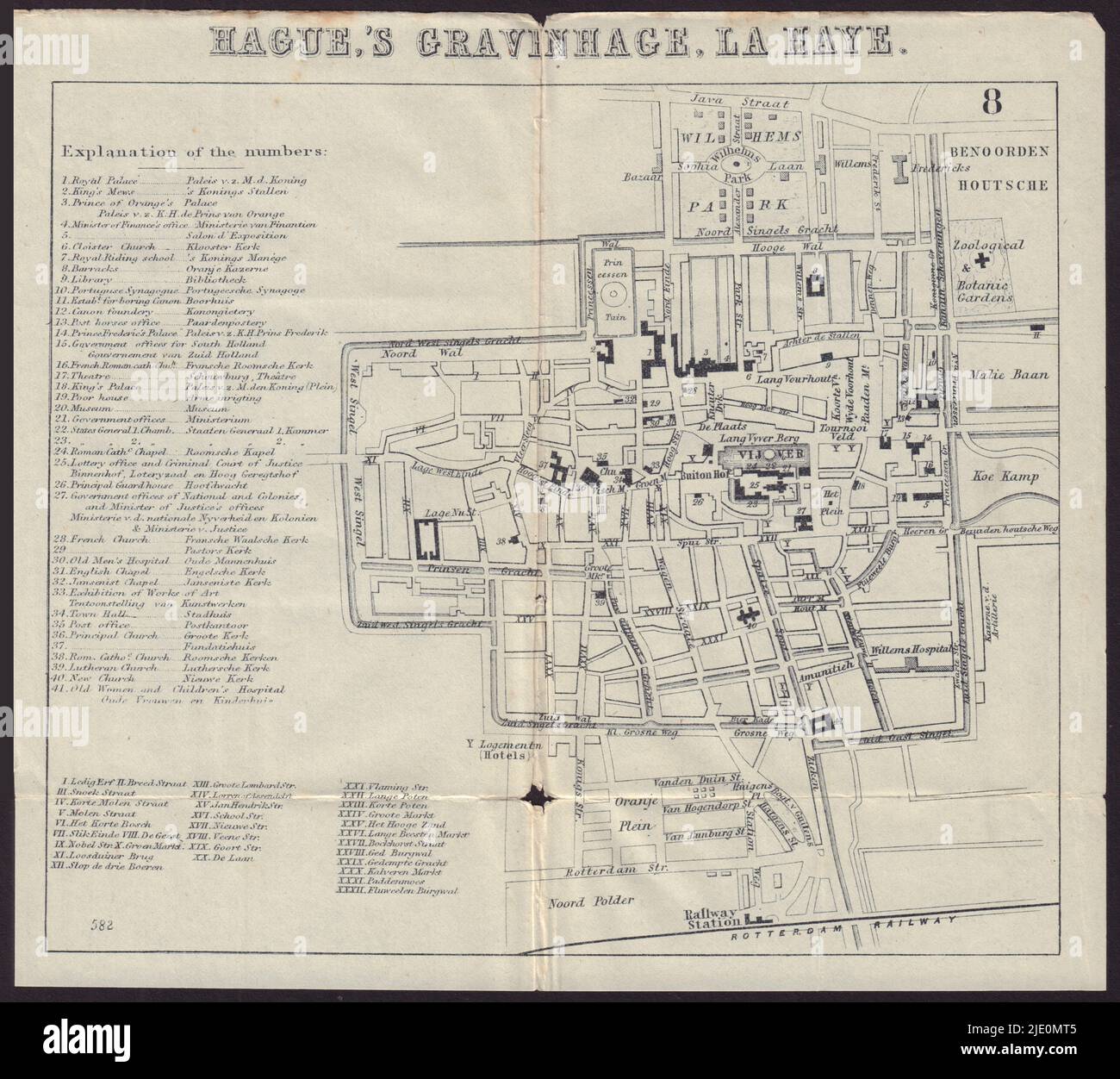 LA HAYA. Den Haag. 'S Gravenhage. Plano de la ciudad 1882 antiguo mapa gráfico antiguo Foto de stock