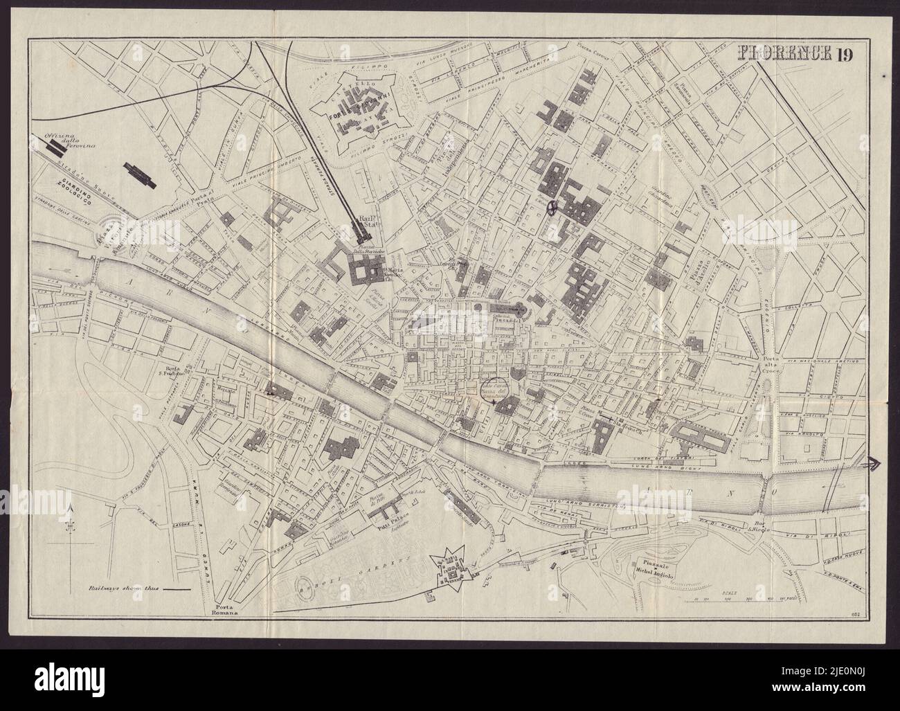 ITALIA. Florencia. Firenze. Plano ciudad mapa antiguo 1882 Foto de stock