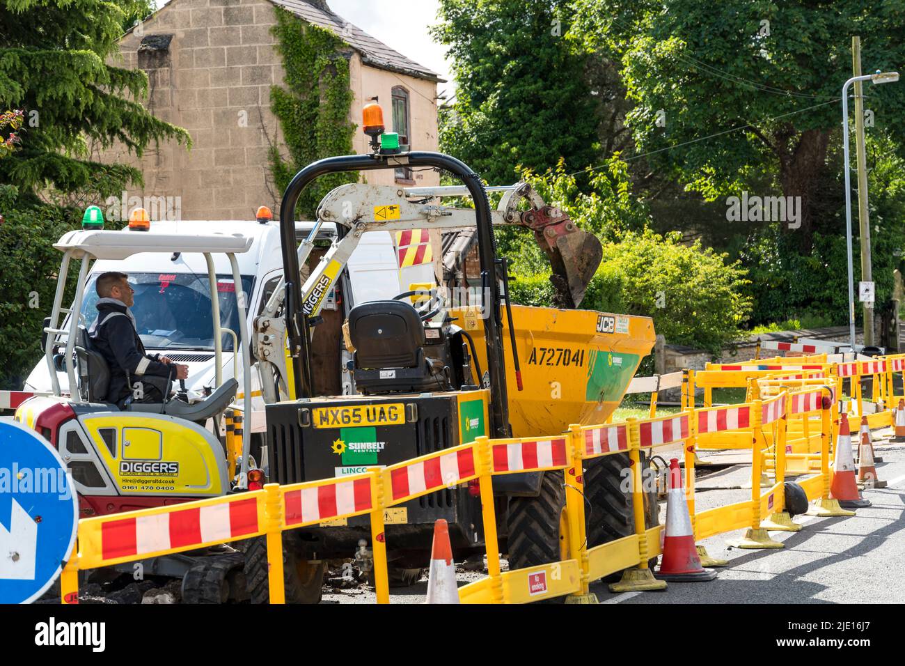 Obras de carretera instalación de nuevas tuberías de gas Church Lane