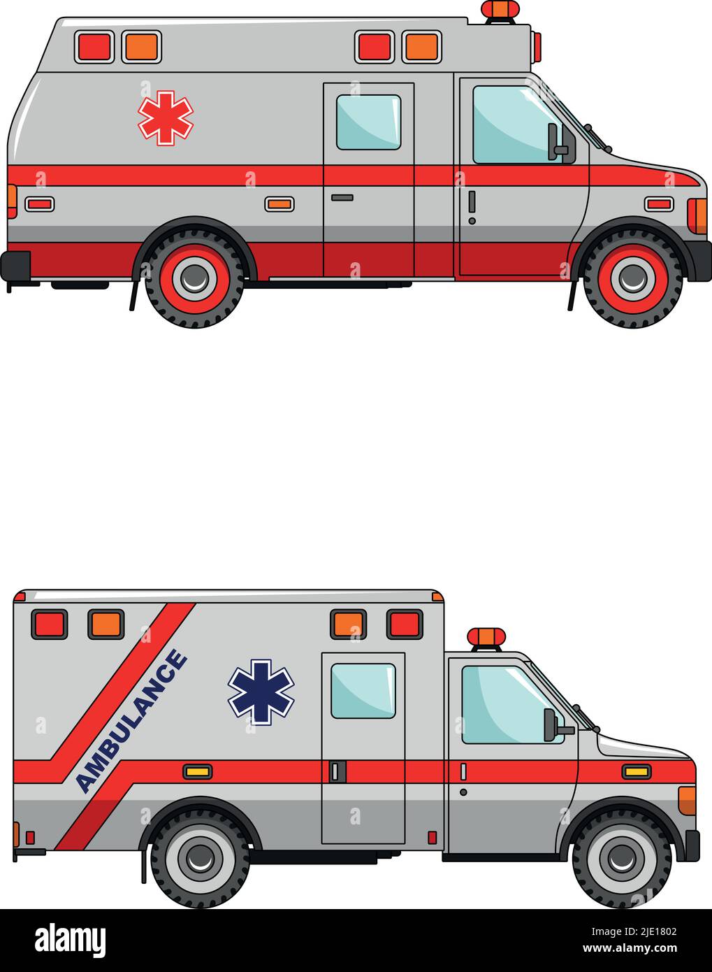 Dos variantes de la ambulancia en un estilo plano Ilustración del Vector