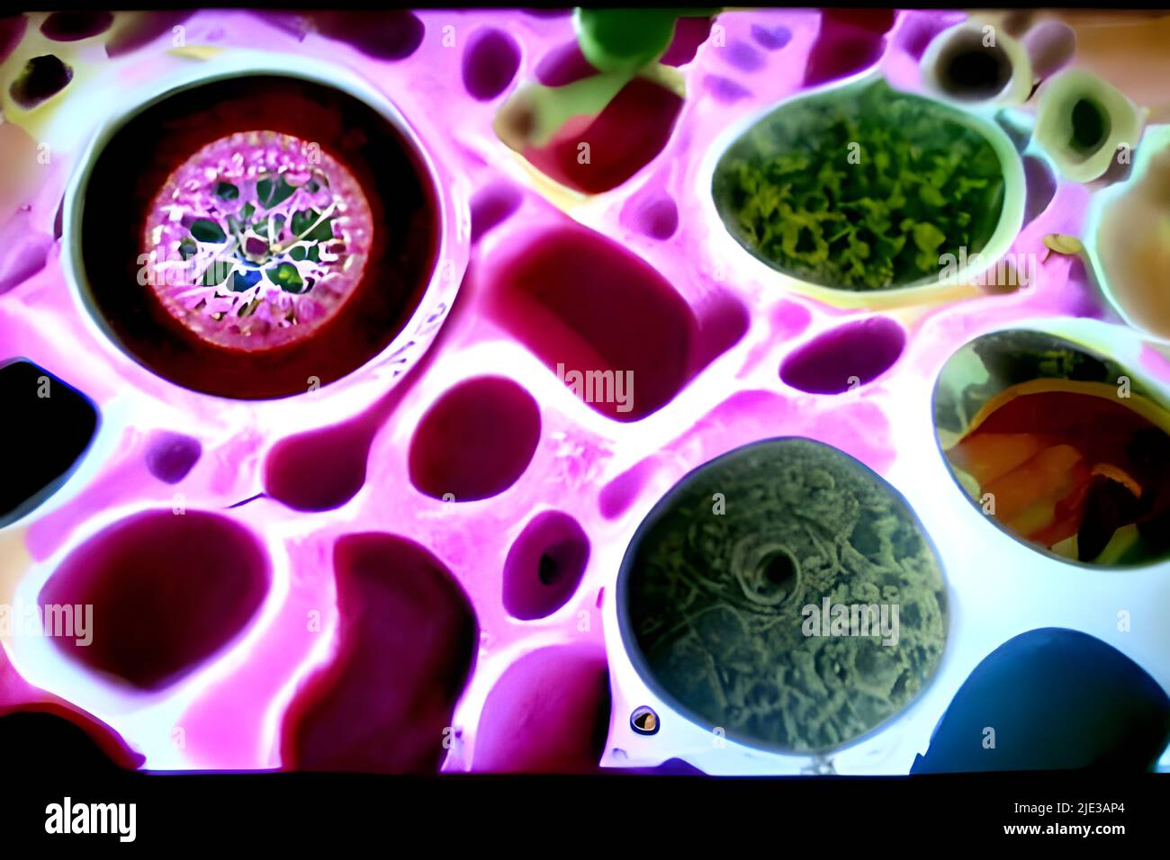 Organismos unicelulares bajo el microscopio Foto de stock