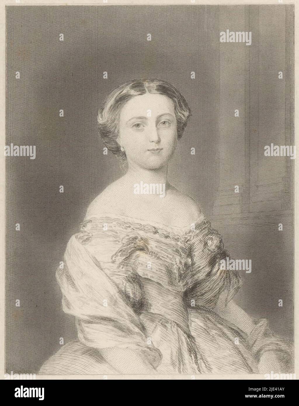 Retrato de Victoria de Saxe-Coburg y Gotha, emperatriz alemana, Hermann Sagert, 1832 - 1889, imprenta: Hermann Sagert, 1832 - 1889, papel, grabado de acero, h 1897 mm - w 149 mm Foto de stock