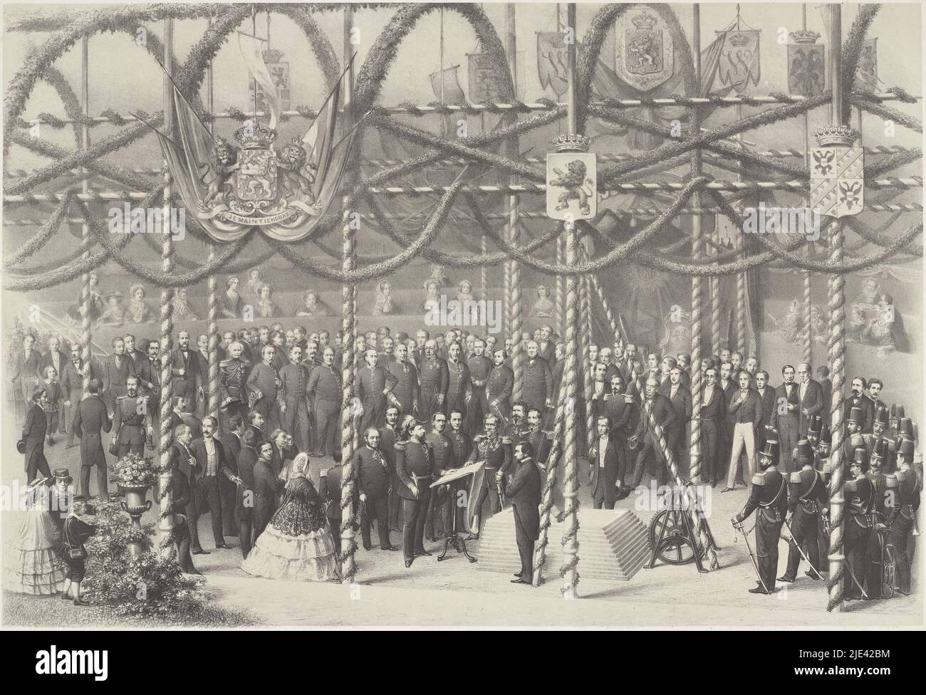 Colocación de la primera piedra por Su Majestad el Rey en el puente