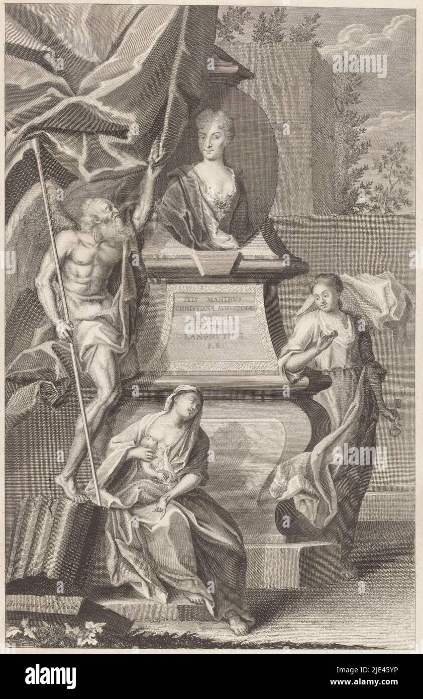Retrato de Christiane Augustine Platner, Martin Bernigeroth, Johann Martin  Bernigeroth, 1680 - 1767, Retrato sobre un monumento funerario con tres  figuras alegóricas: Tiempo del Padre, Caridad (Caritas) y Fidelidad  (Fides)., impresor: Martin