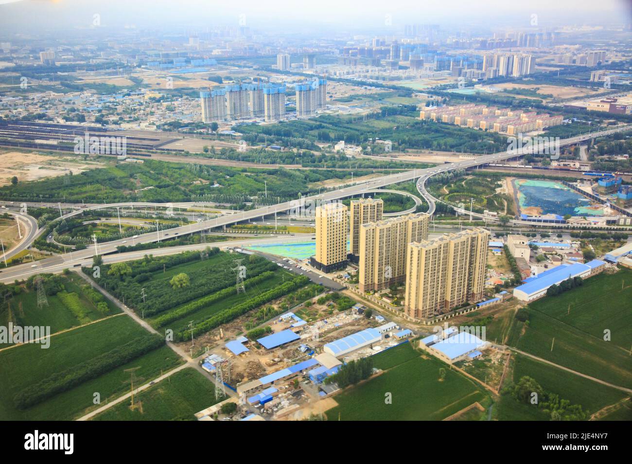 Shanxi taiyuan ciudad Una vista de pájaro ciudades aéreas Foto de stock