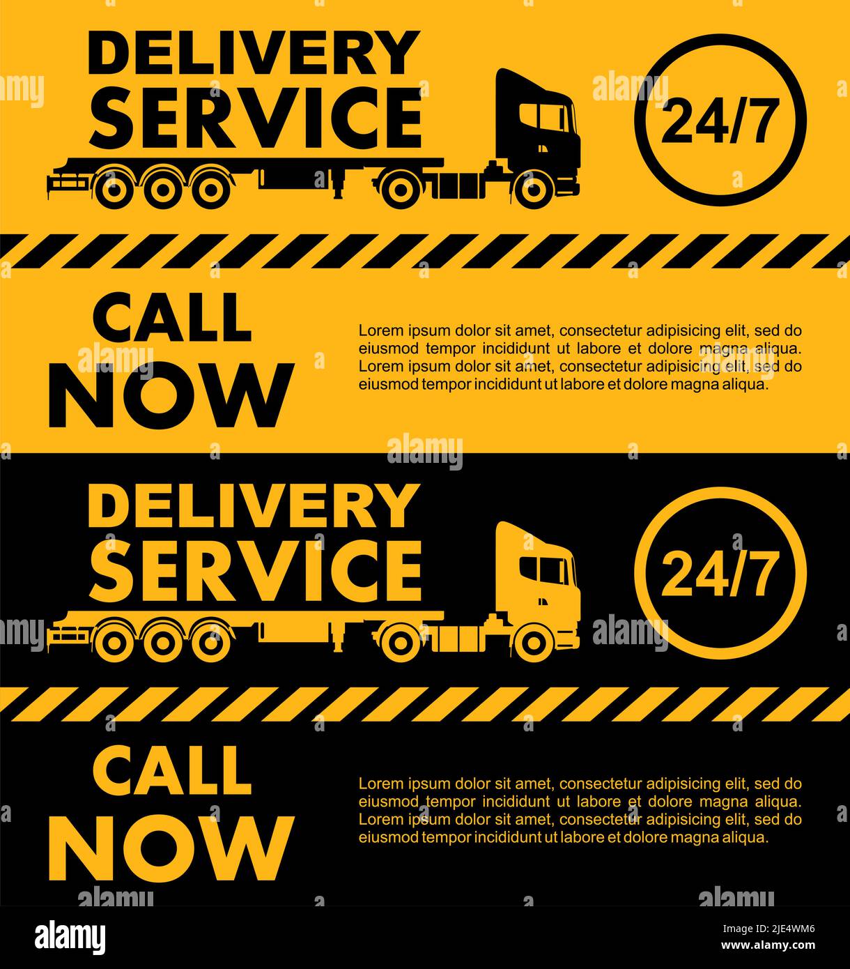 Servicio de entrega Concept.Taxi empresa. Banner, póster o volante de Vector amarillo y negro. Ilustración del Vector