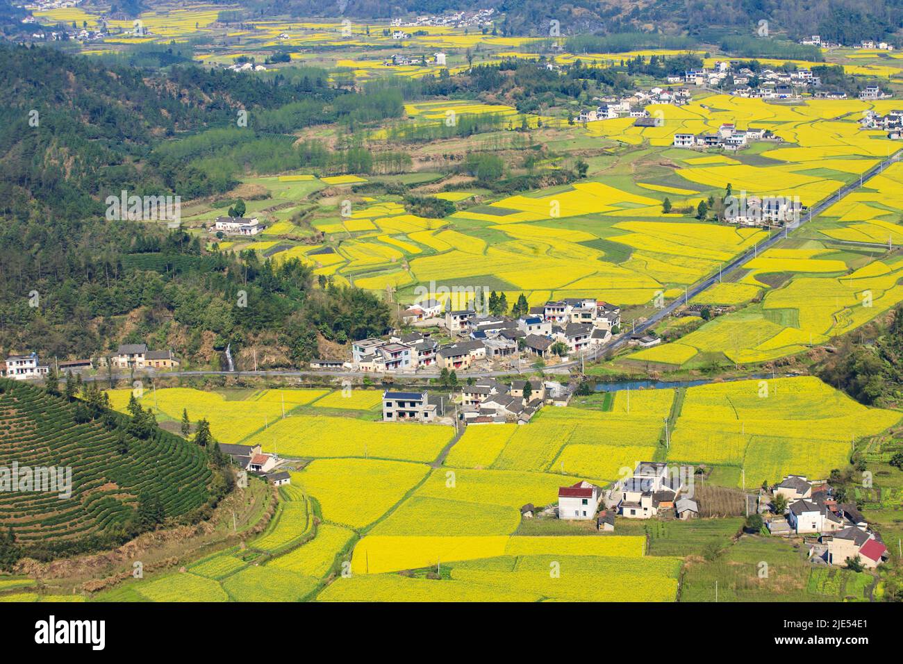 Anhui ko pueblo paisaje de primavera Foto de stock
