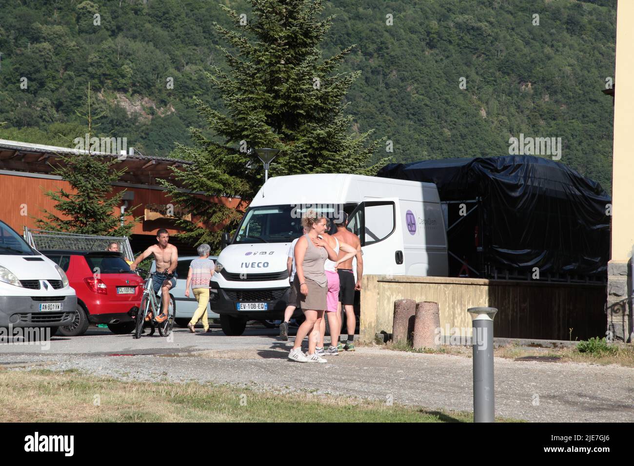 Festival Decapadiot Val d'Arc Aiguebelle : les préparatifs du festival Foto de stock