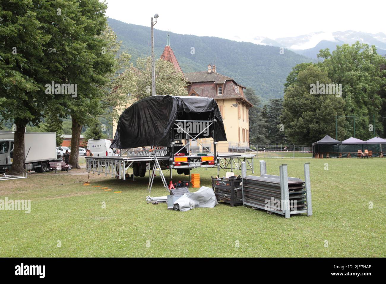 Festival Decapadiot Val d'Arc Aiguebelle : les préparatifs du festival Foto de stock