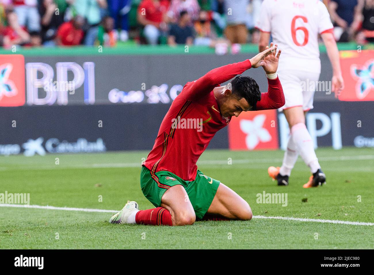 LISBOA, PORTUGAL 05 DE JUNIO Cristiano Ronaldo de Portugal reacciona