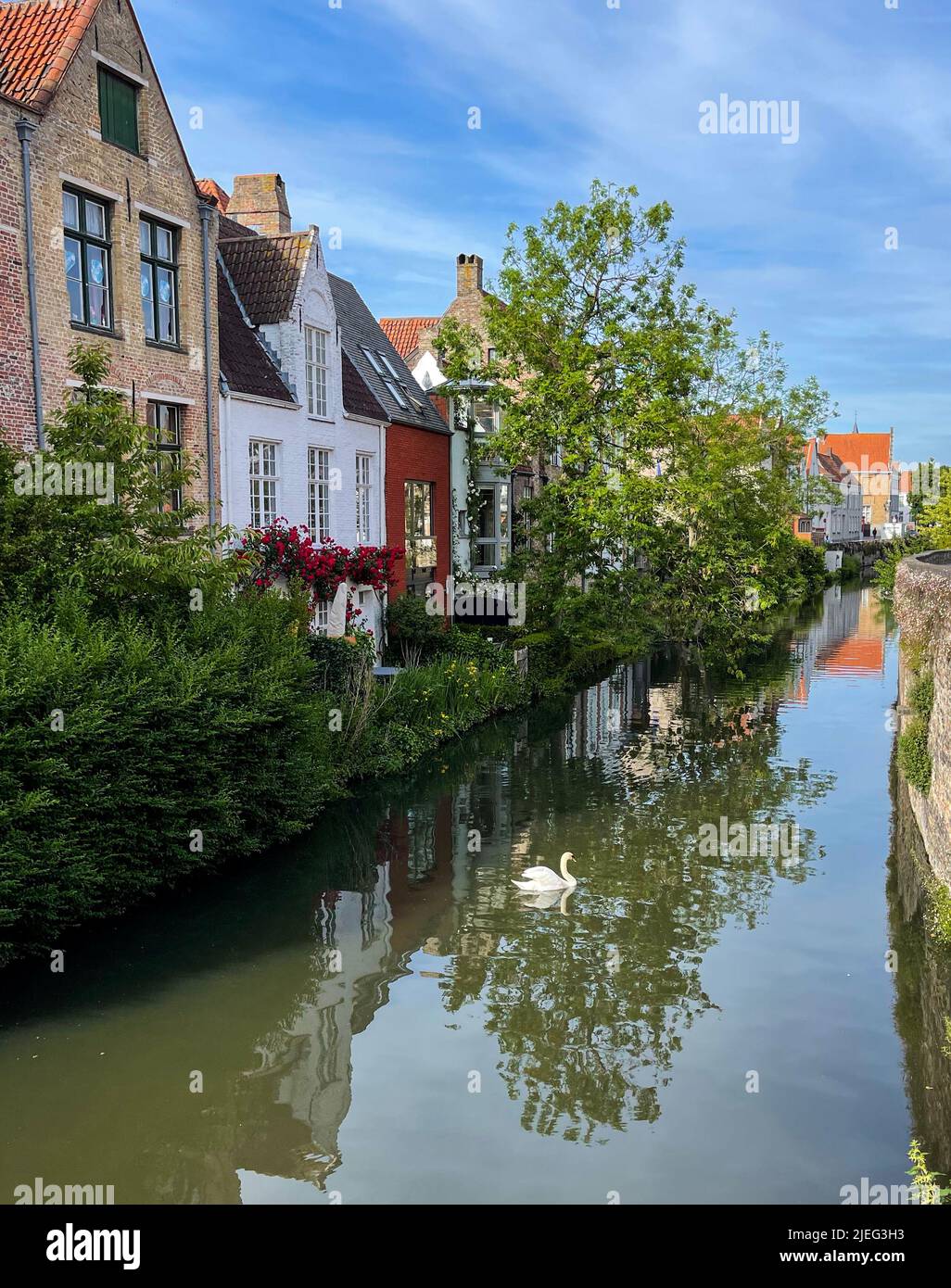 La ciudad de Brujas, una hermosa ciudad medieval en Flandes, Bélgica, famosa por sus canales y su asombrosa arquitectura. Foto de stock