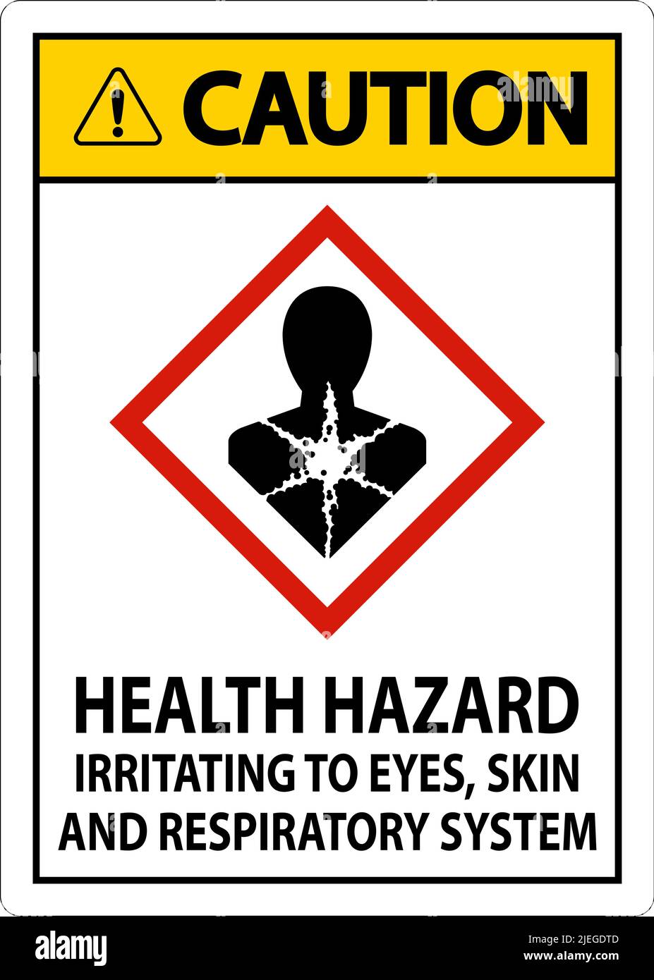 Precaución Peligro para la salud Signo de GHS sobre fondo blanco Ilustración del Vector