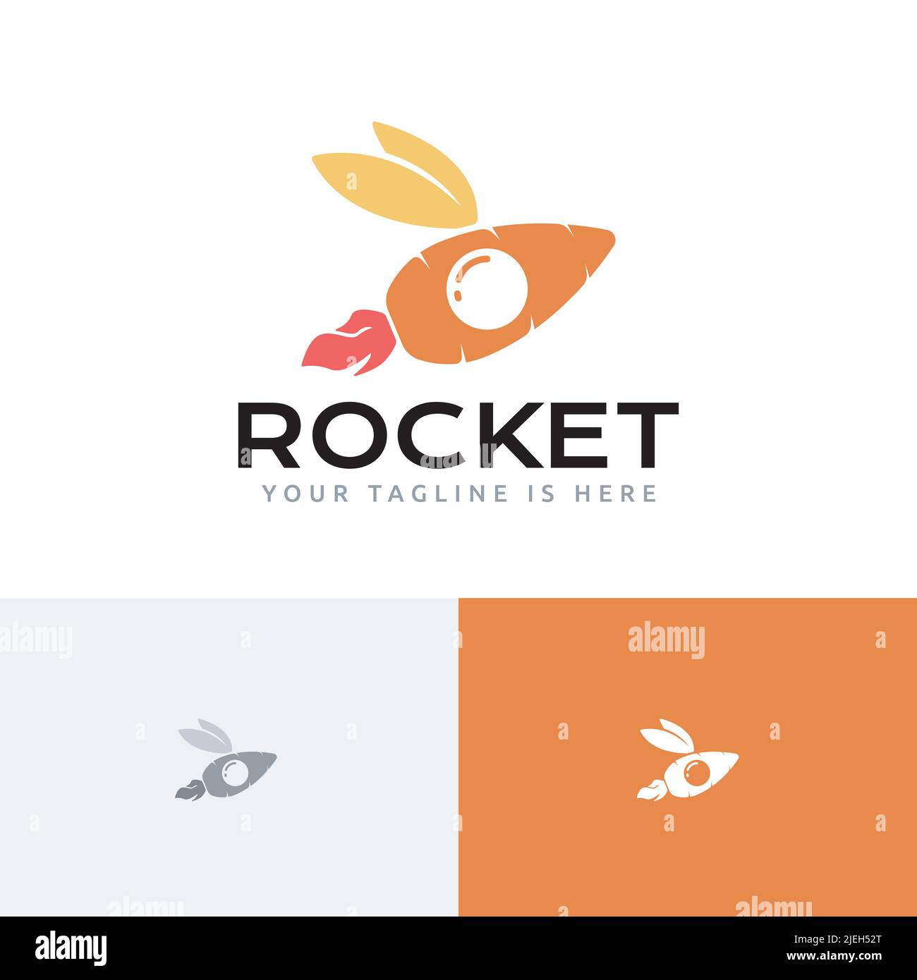 Zanahoria Rocket Conejito Animal Vegetal Space Logo Ilustración del Vector