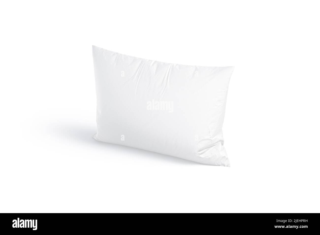 Soporte de sobremesa blanco rectangular con almohada, vista lateral Foto de stock