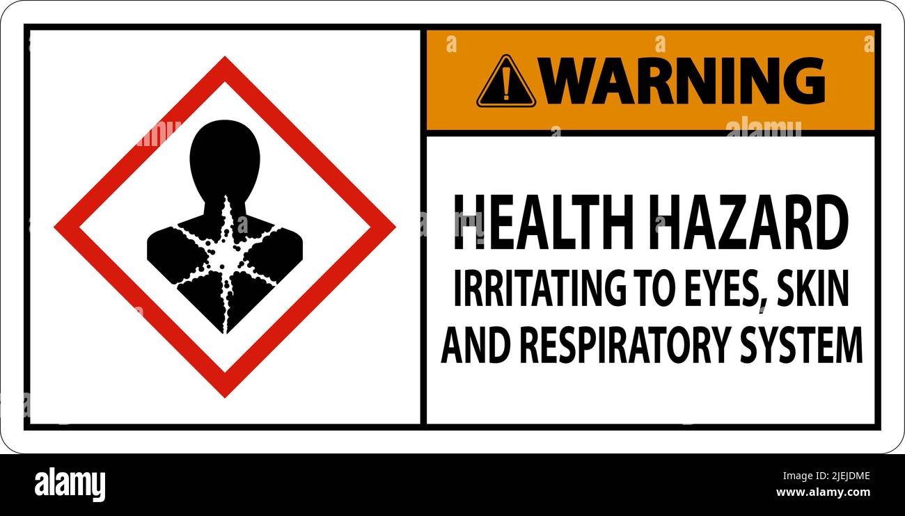 Advertencia Peligro para la salud Señal de GHS sobre fondo blanco Ilustración del Vector