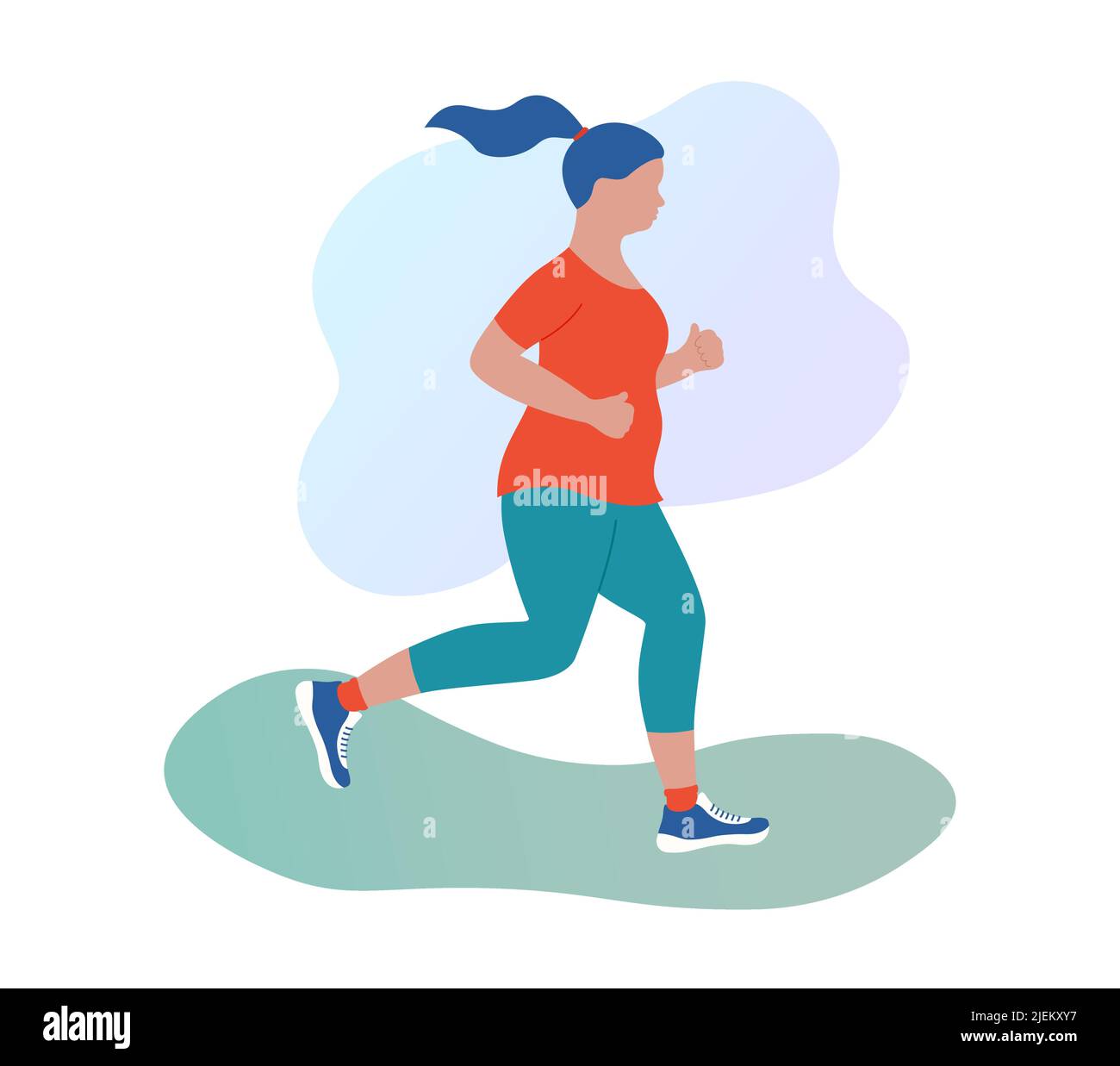 Corredor de mujer deportiva de pinturas multicolores dibujo coloreado  deporte y estilo de vida saludable