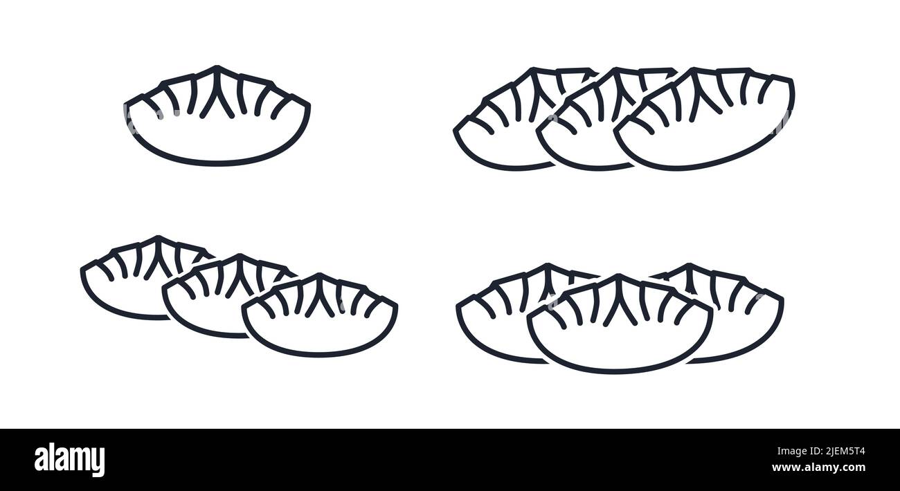 Conjunto de iconos de vector de dumpling de gyoza Ilustración del Vector