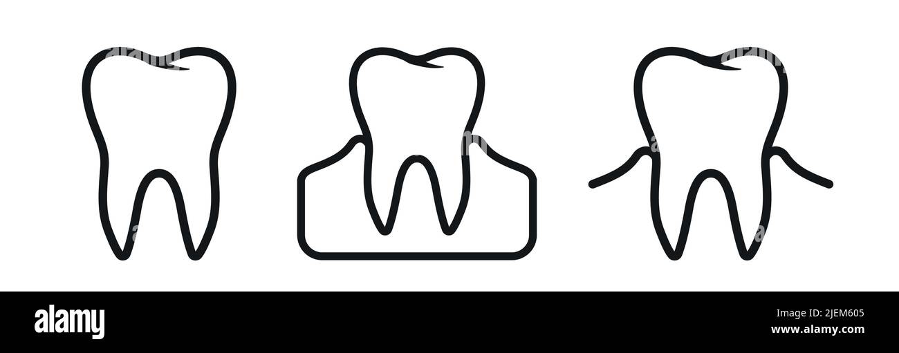 Diente limpio con gomas símbolo dentista y dientes dentales signos vector ilustración conjunto de iconos Ilustración del Vector