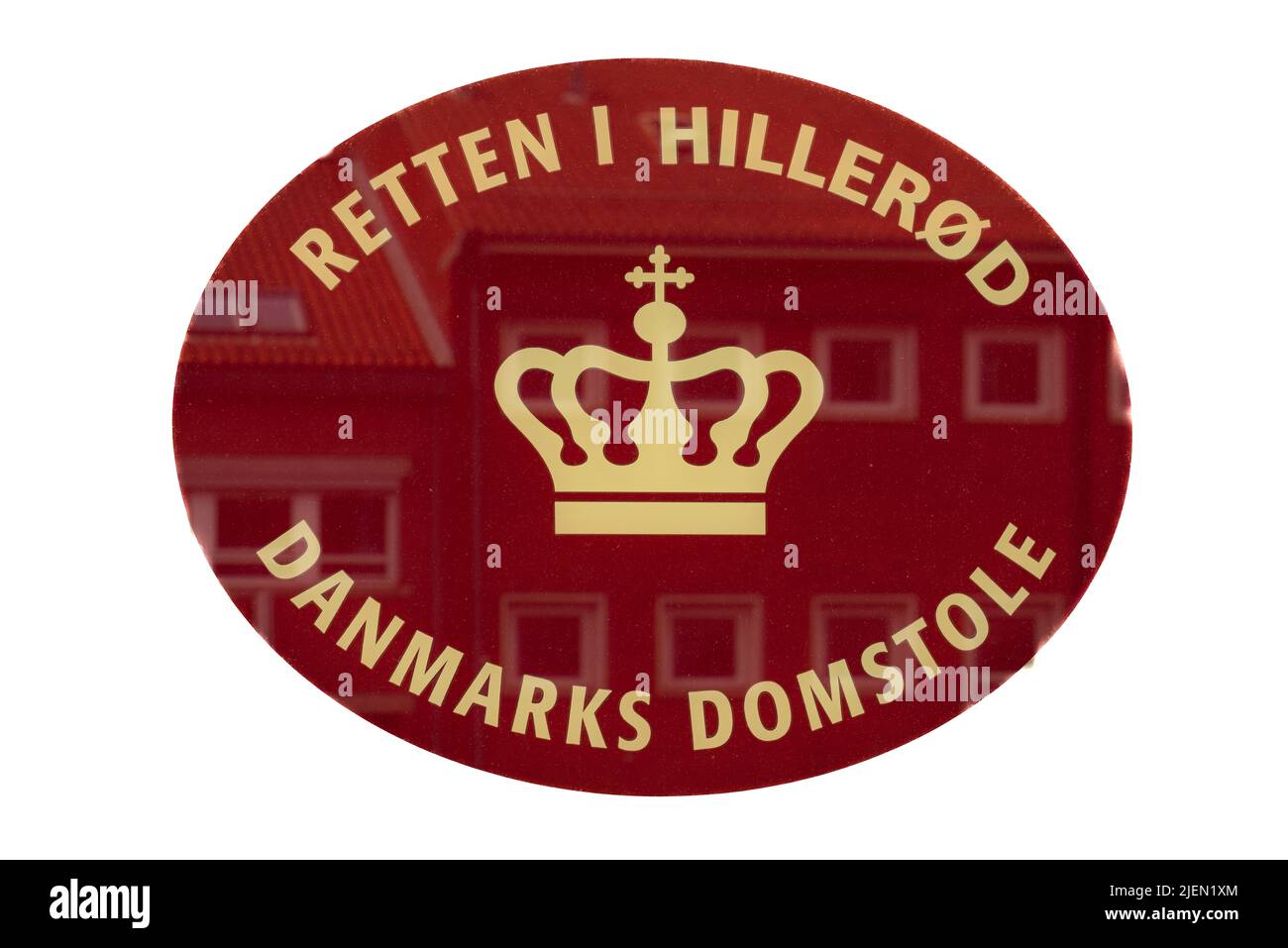 El letrero del palacio de justicia de Hillerød, Dinamarca, 27 de junio de 2022 Foto de stock