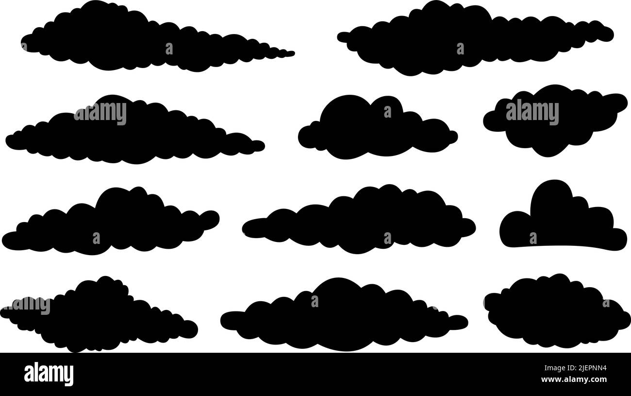Ilustración de diferentes nubes aisladas sobre blanco Ilustración del Vector