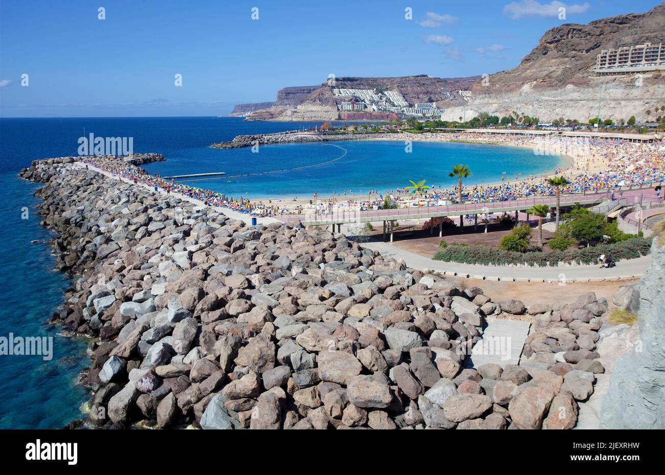 Playa de los Amadores, playa de baño cerca de Puerto Rico, Gran Canaria,  Islas Canarias, España, Europa, Océano Atlántico Fotografía de stock - Alamy
