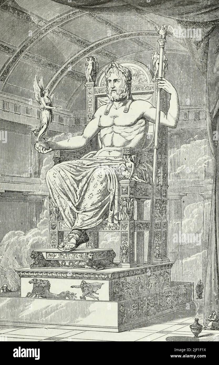 Imagen de Júpiter hecha por el célebre escultor Phidias Foto de stock