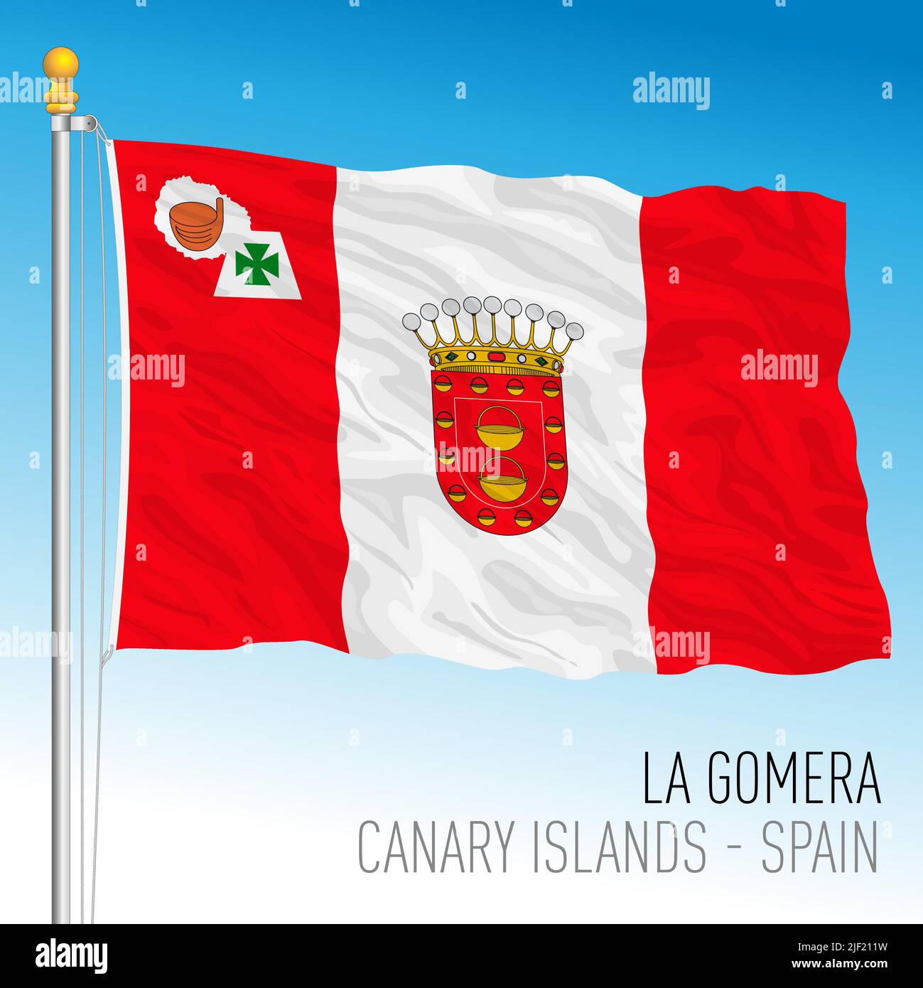 Bandera de la isla de La Gomera, Islas Canarias, España, ilustración de