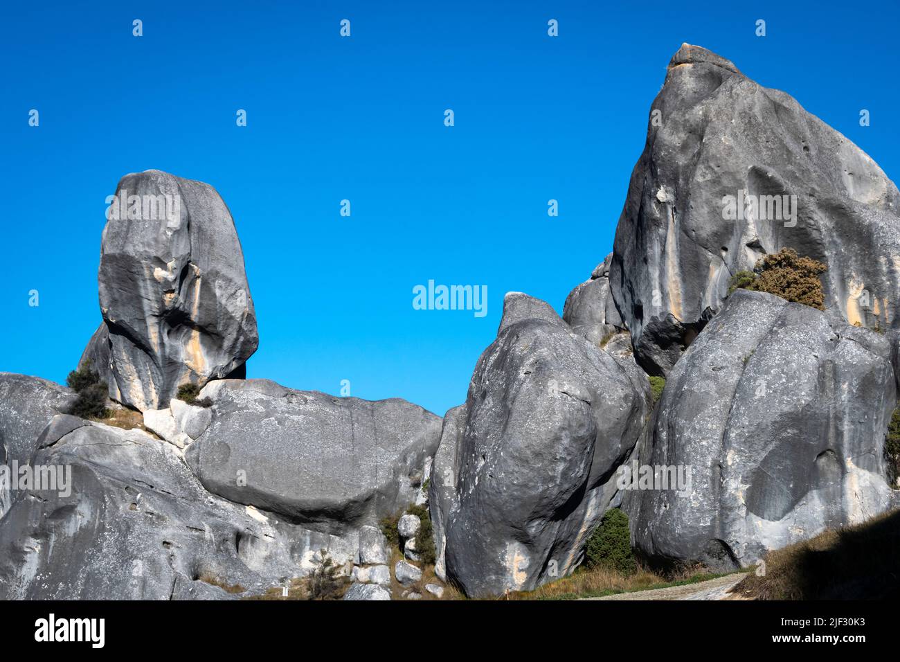 Formaciones rocosas de piedra caliza, Castle Hill, Canterbury, South Island, Nueva Zelanda Foto de stock