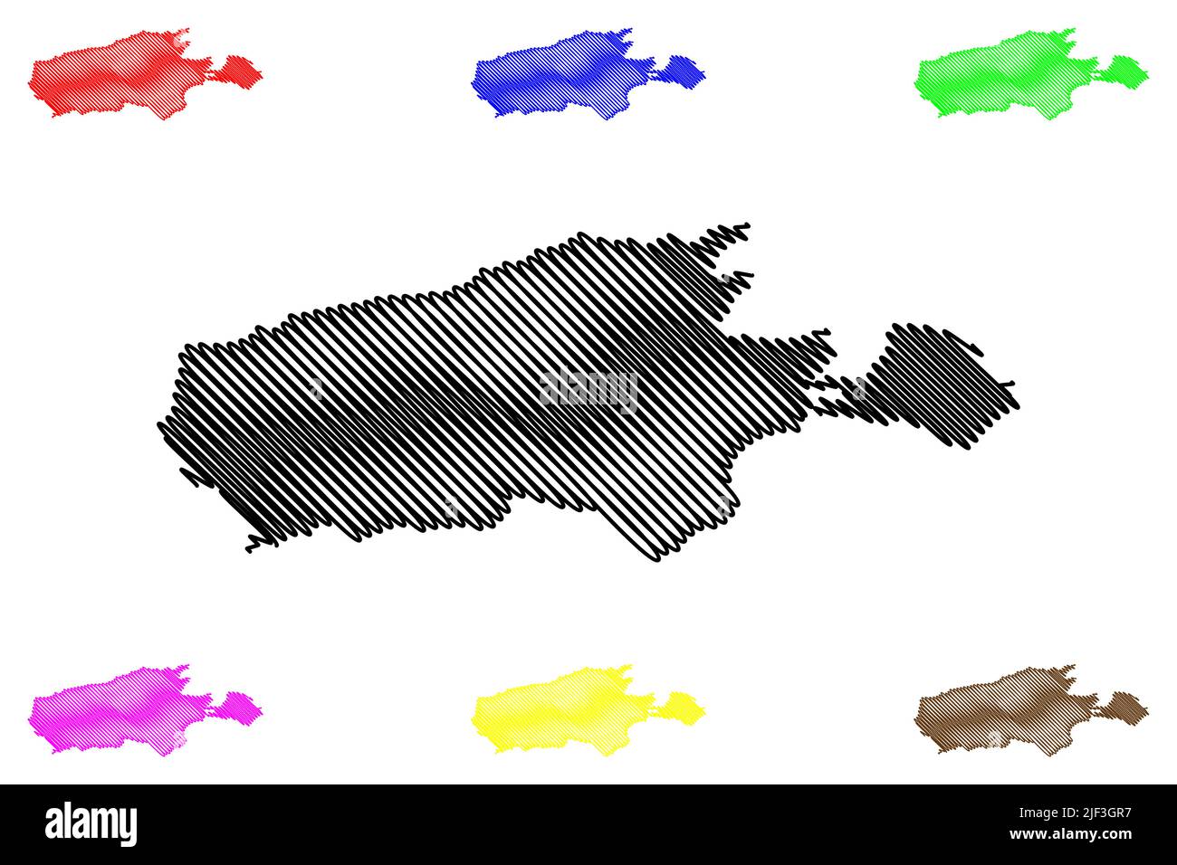 Isla Canguro (Great Australian Bight, Commonwealth of Australia) ilustración de vectores de mapa, boceto de garabatos Karta Pintingga o mapa del pueblo de Kartan Ilustración del Vector